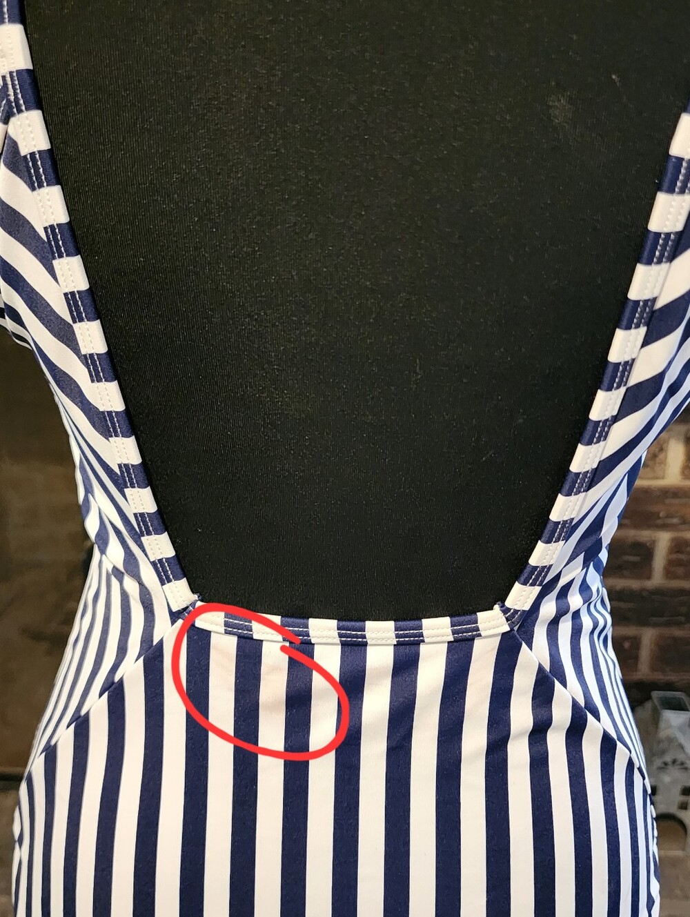 Southern Tide Navy and White Vertical Stripe One-Piece Swimsuit - Picture 4 of 5